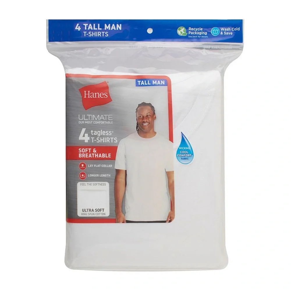 NEW Hanes Ultimate White Tagless T-Shirts XLT